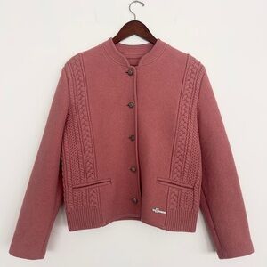 Vintage Salzburg Austrian Pure New Wool Cropped Cardigan Jacket – Medium